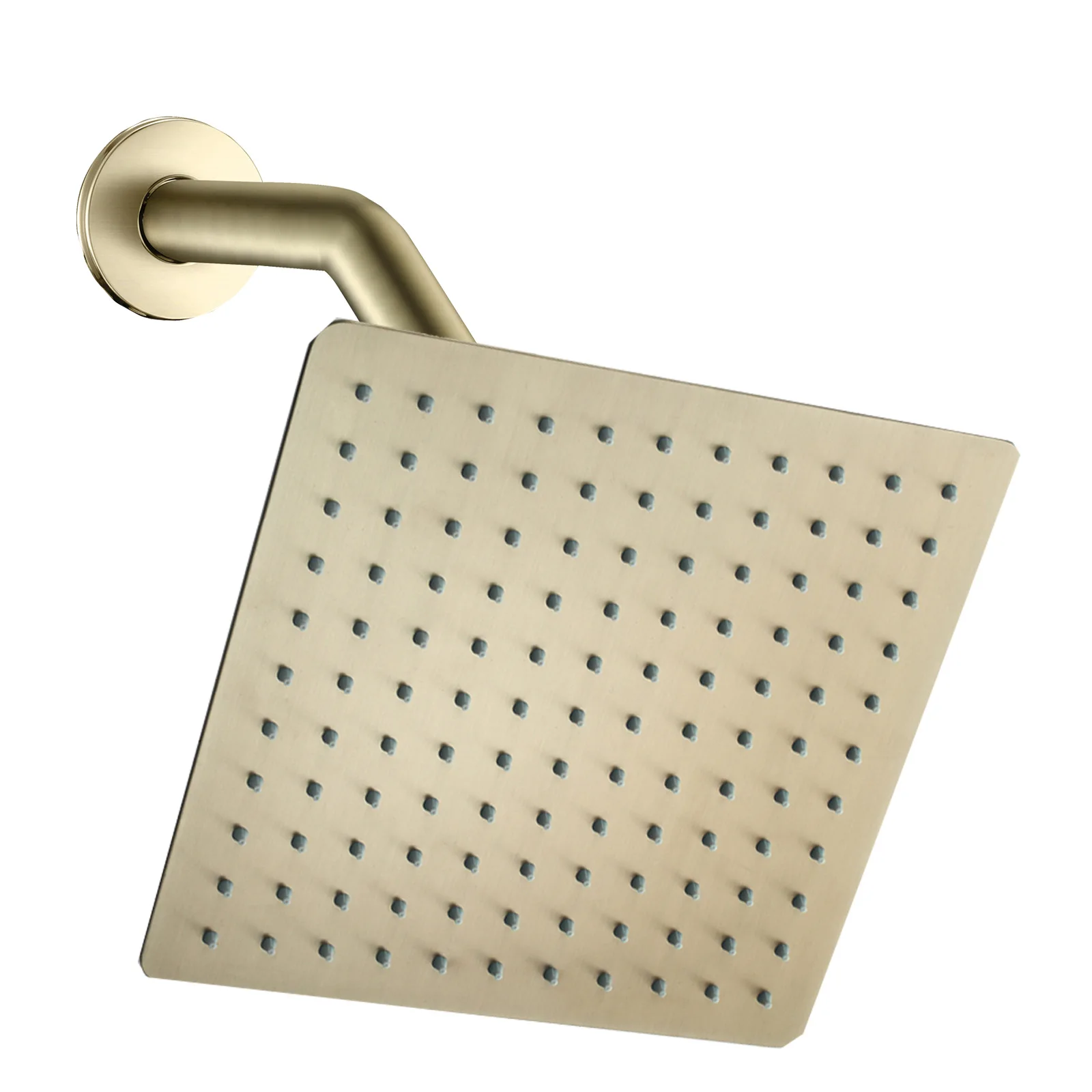 Brushed Gold 304 Stainless Steel Square Rainfall Shower Head Top Sprayer High Pressure Square Ultra Thin Showerheads