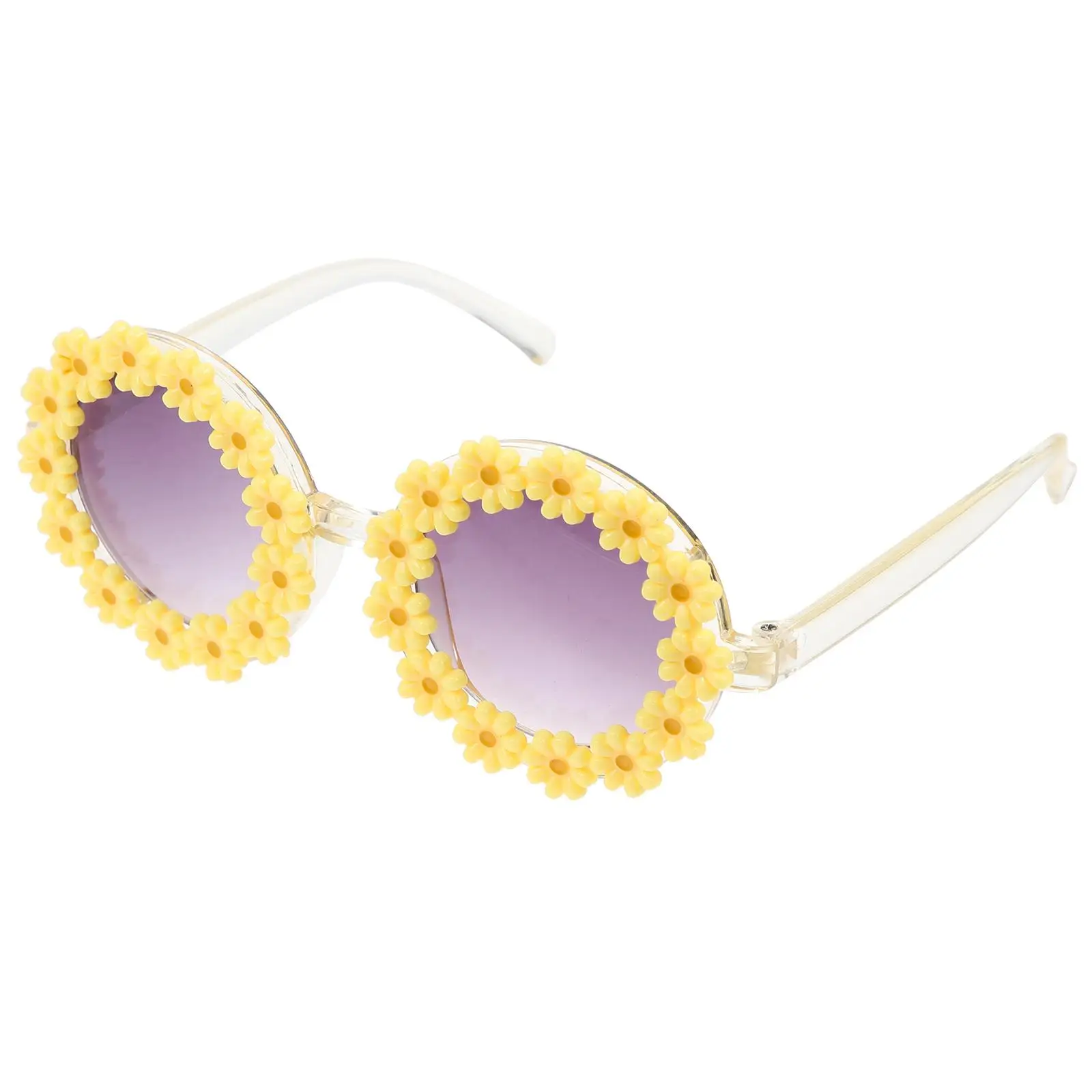 

Children Flower Sunglasses Lightweight Kids Glasses for Photo Props Yellow Unique Design Anti UV