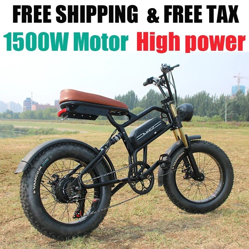 

Retro Ebike Full Suspension 48V18AH 1500W High Speed Motor Electric Bicycle 20*4.0 Inch Fat Tire Mountain Off-Road Electric Bike