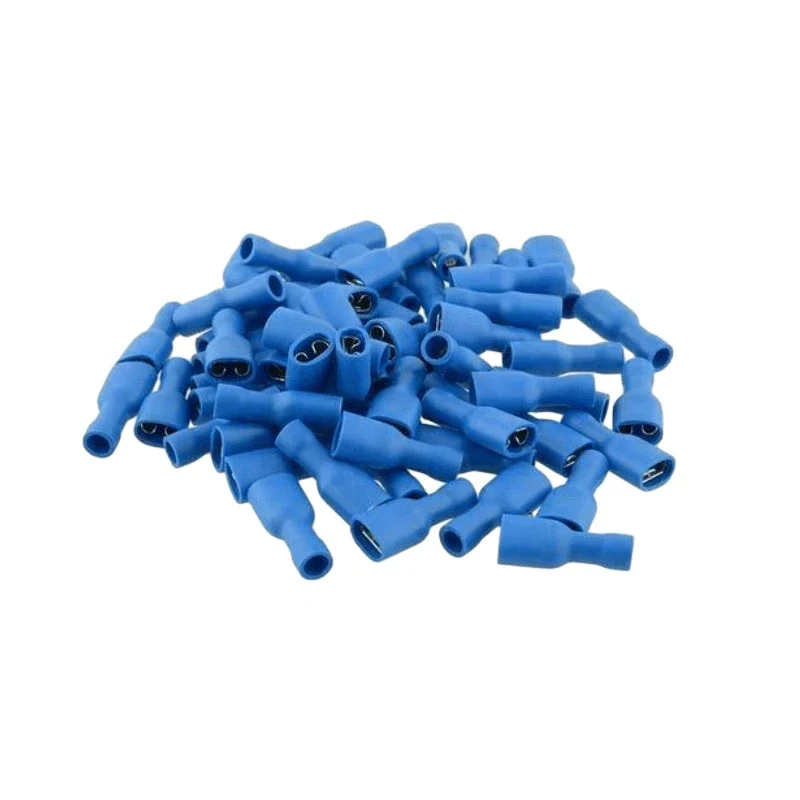 200pcs  Red +  Blue Fully Insulated 4.8mm Female Spade Connector Crimp Terminal