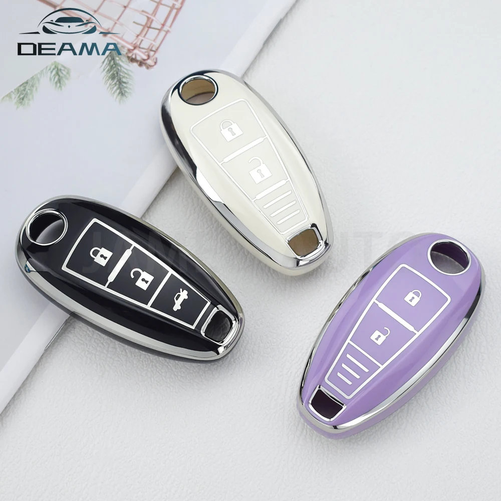 TPU Silver Line Car Smart Key Cover Case Bag Protector For Suzuki Baleno Ertiga Ciaz Ignis Kizashi Swift SX4 S-cross Vitars