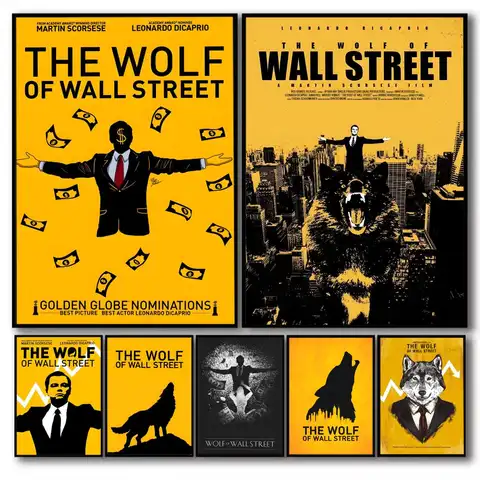Affiche murale collant le loup de Wall Street, impression artistique, imperméable, décor esthétique pour la maison, le salon, la chambre à coucher