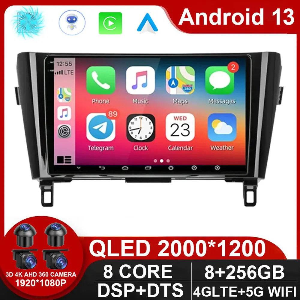 

Android 13 For Nissan X-Trail Qashqai 2 J1T32 Qashqai J10 J11 2014 2015 2016 2017 2018 2019 GPS CARPLAY Car radio NO DVD