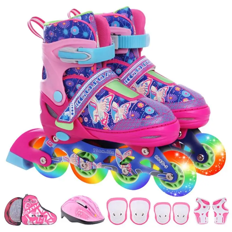 Roller Skates For Girls Sturdy Adjustable Safe Toddler Shoe Reusable Toddler Roller Skating Shoes Multifunctional Light Up