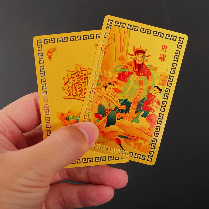 إله ثروة البوذية الصيني شوي النحاسي بطاقة تميمة للأعمال التجارية ، كنز الحظ الخماسي الاتجاه ، ديكور المنزل المحظوظ