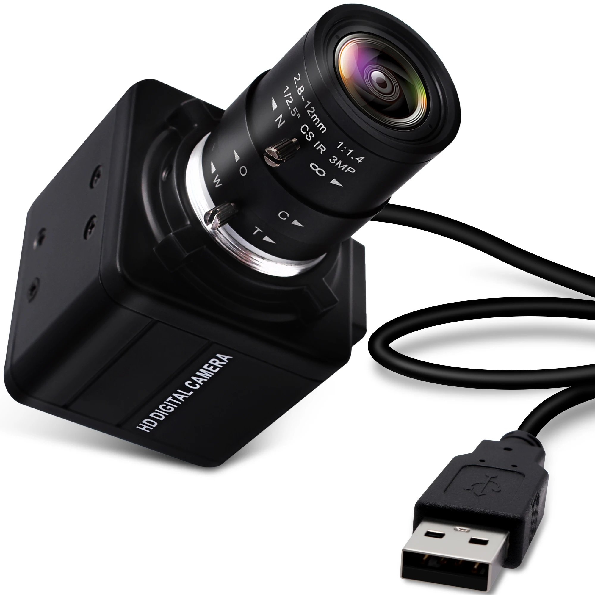 

ELP HD 720P Monochrome USB Camera High Speed 720P 60fps Global Shutter Usb Webcam With 2.8-12mm Lens Free Driver