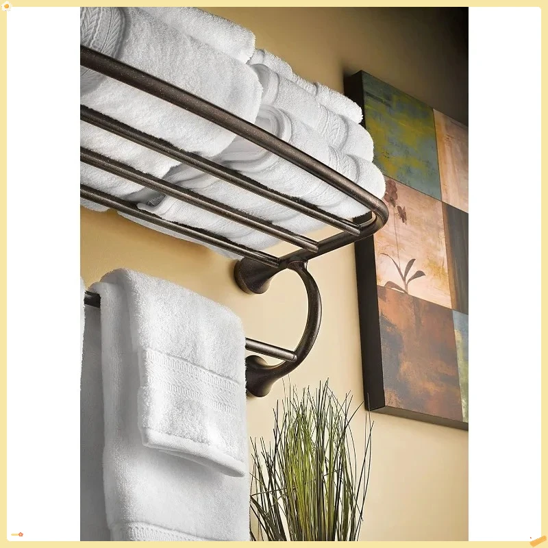 رف مناشف الحمام على طراز الفندق - حامل جداري واسع من النيكل المصقول مقاس 26 بوصة