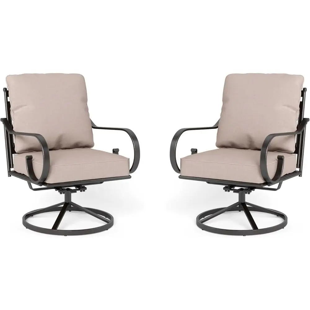 

Large High-Back Metal Outdoor Patio Furniture Set with Swivel Chairs