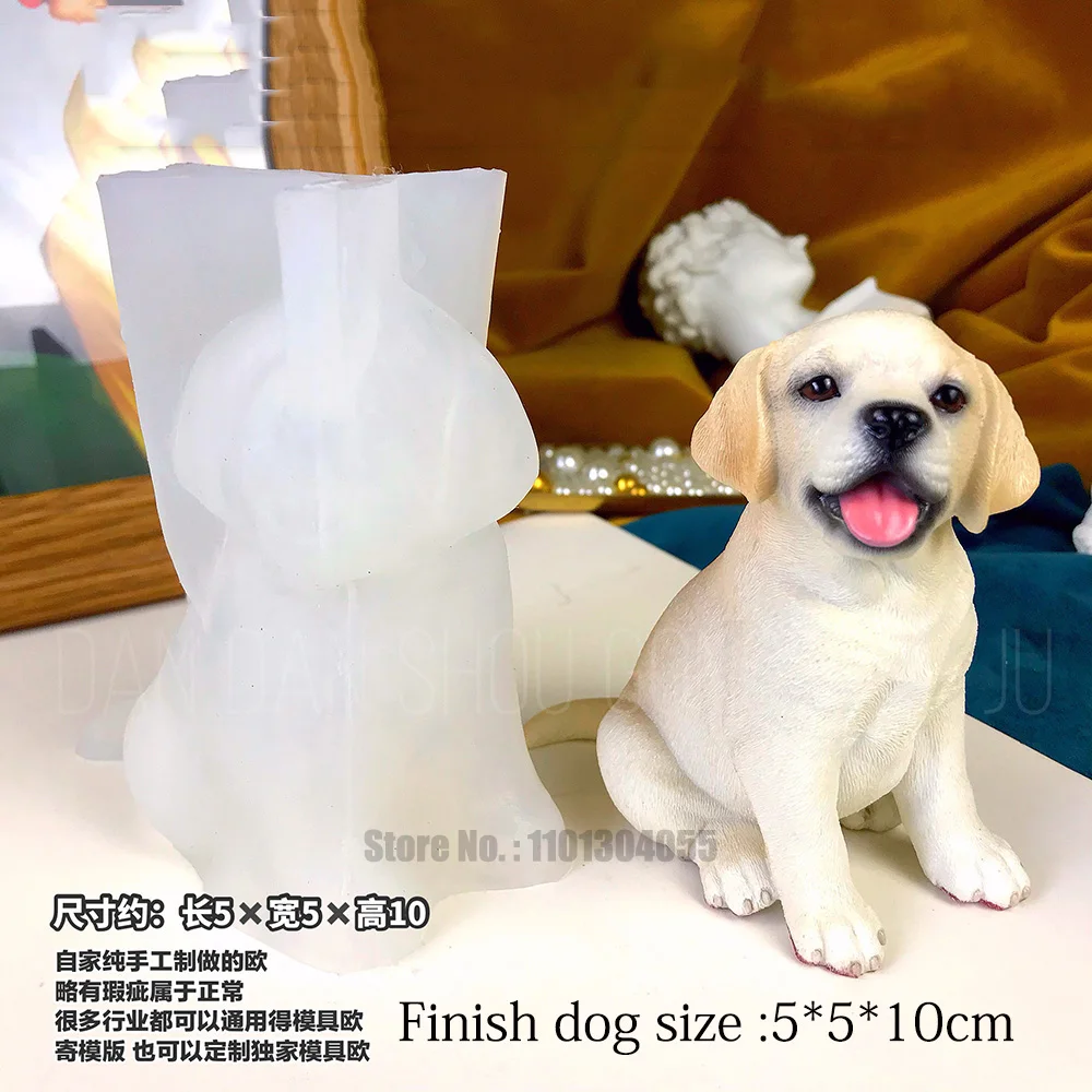 Imagem -04 - Silicone Modelo do Cão Molde Resina Labrador Doggy Fundição Molde Epóxi Animal Artesanato Molde Faça Você Mesmo Sabão Vela Fazendo Gesso Moldes 3d