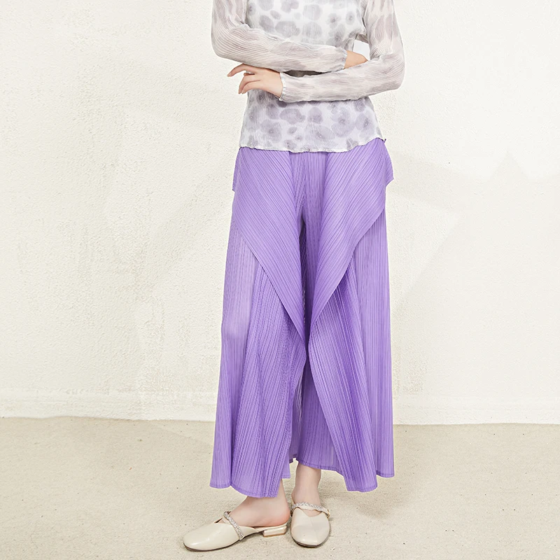 2025 Summer Irregular Trousers Hot Sale Baggy Pants Womens Miyake Pleated Wide Leg Pants