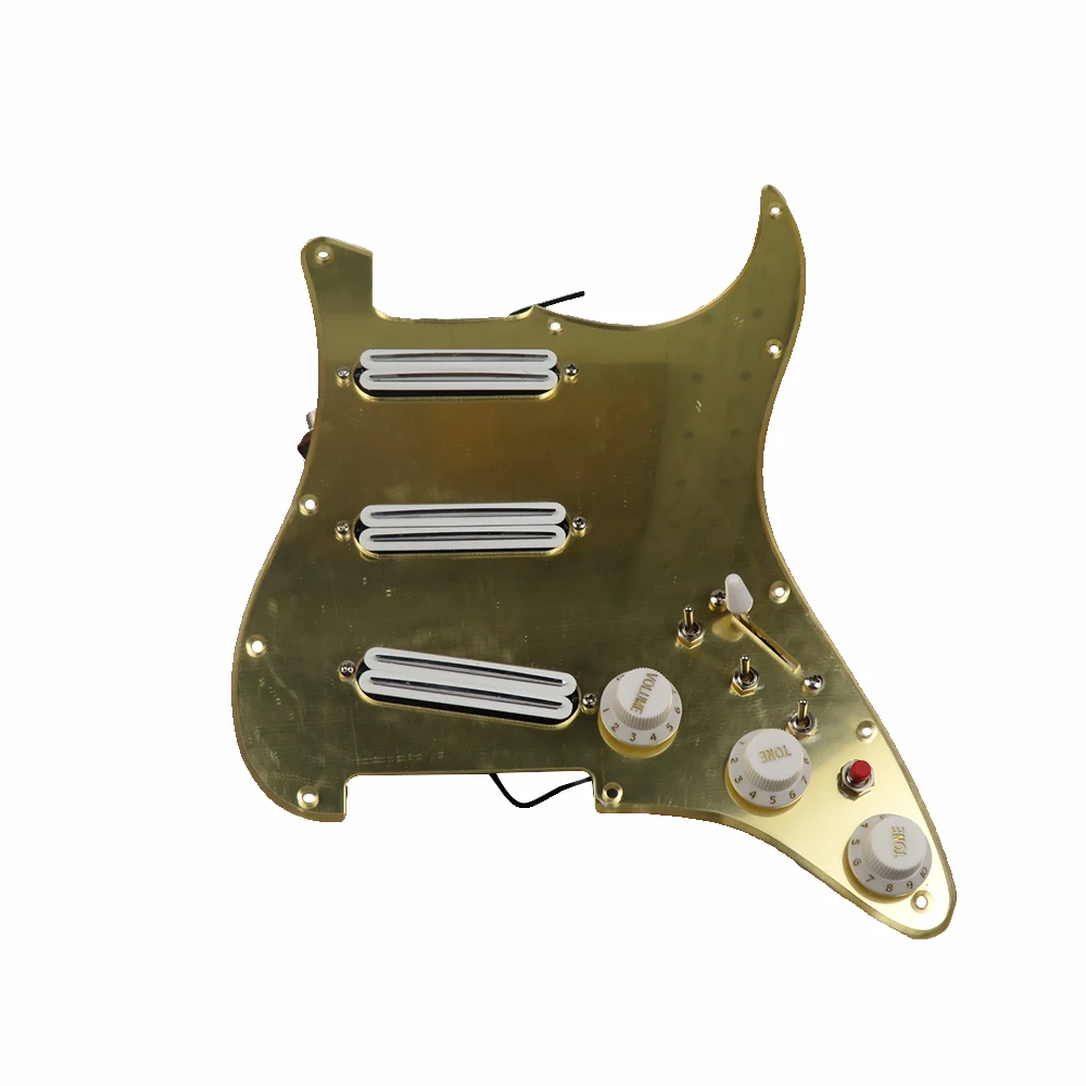 

Gold Mirror Pickguard White Pickup Dual Hot Rail Humbucker Pickup Versatility Pre-wired Pickguard