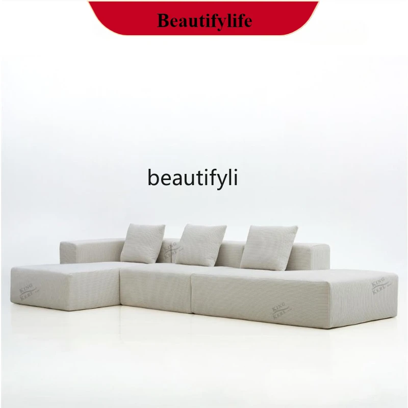 

G1218 Corduroy Modular Sofa Combination Lazy Cream Wind Tofu Blocks Full Sponge Compression Living Room Fabric Sofa
