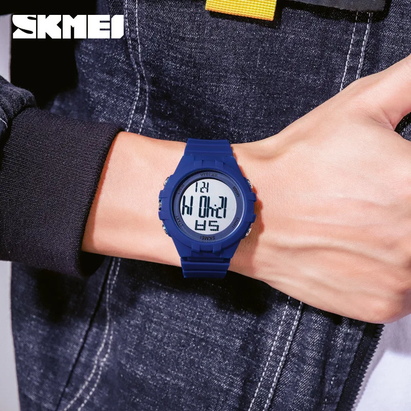 Skmei Fashionable Cool Outdoor Sports Waterproof Silicone Push-Button Universal Electronic Watch for Male Students
