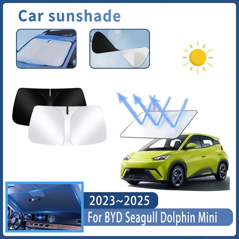 Car Sun Visor For BYD Seagull Dolphin Mini 2023~2025 Front Windshield Sunshade Heat Insulation Summer Cooling Auto Accessories