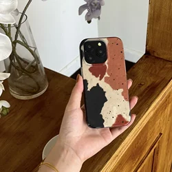 Retro Ink Splashing Phone Case, Black and Brown, iPhone 16, 16Pro, 16ProMax, 15, 15Pro, 15Promax, 14, 14Pro, 13Pro, 12, 12Pro