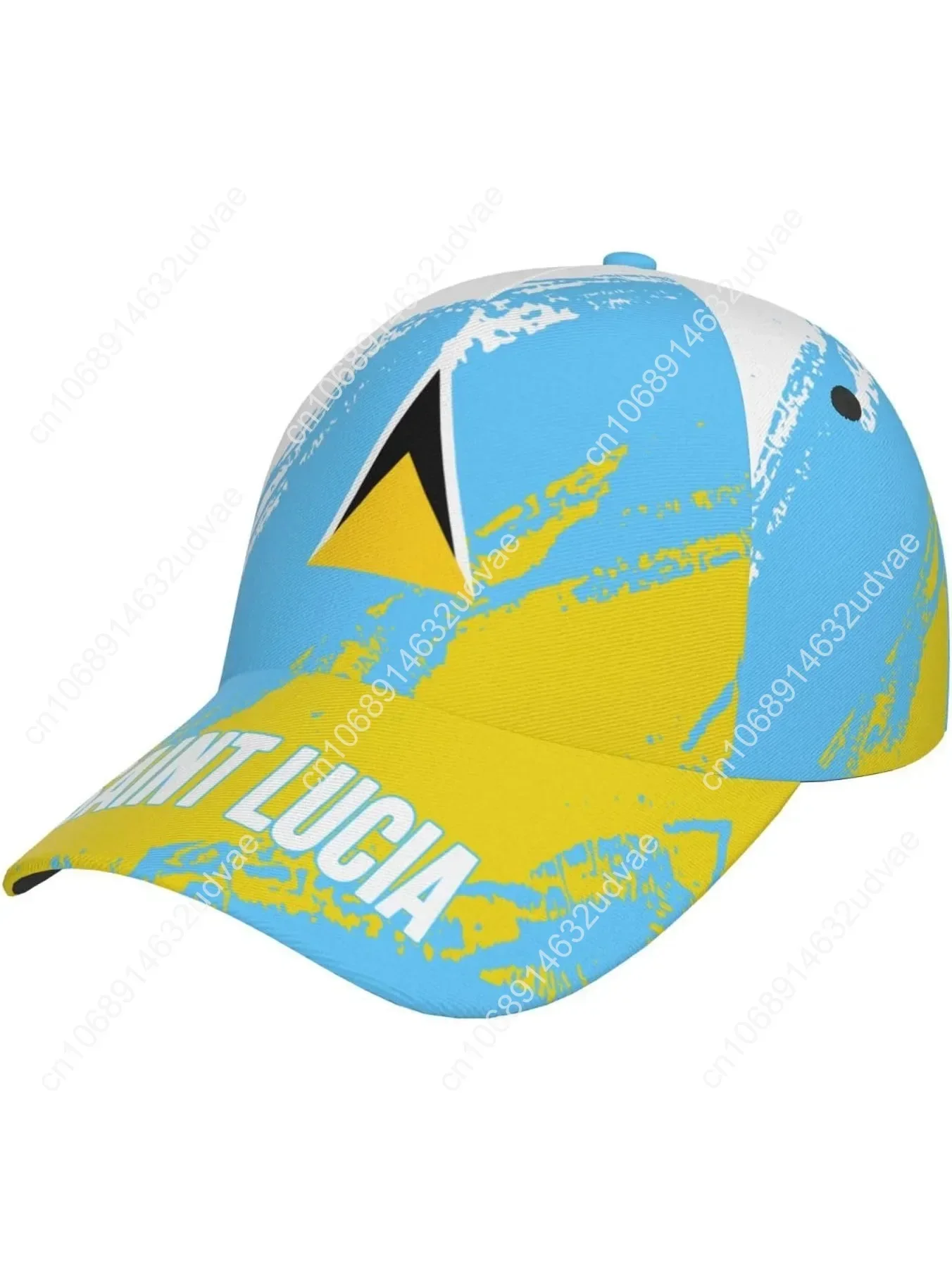 

Saint Lucia Flag Grain Baseball Caps 3D Full Print Adult Unisex Hat Soccer Patriotic Cap Black