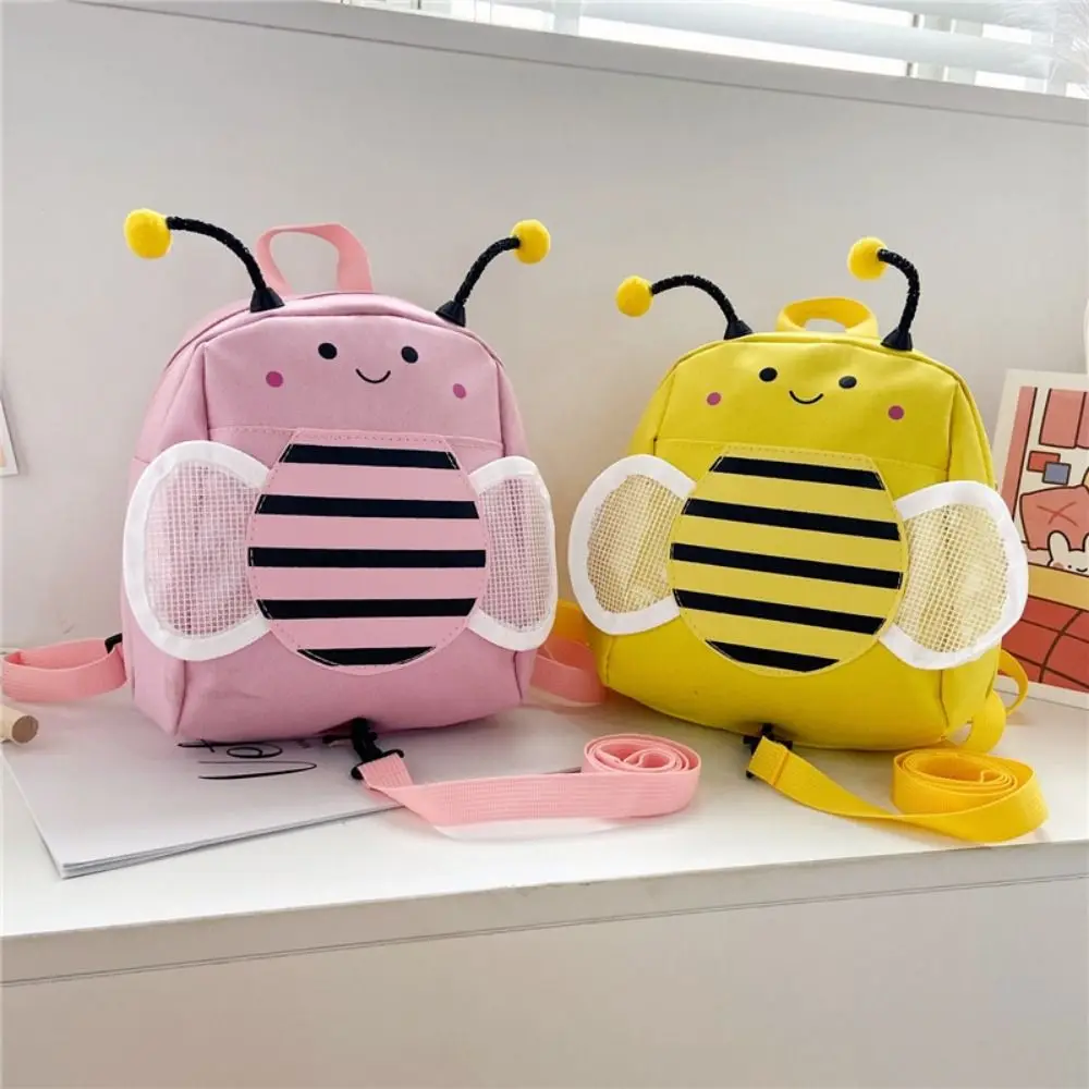 Cartoon 3D Bee Children Backpacks Anti Loss Leash Cute Kindergarten Schoolbag Adjustable Straps Large Capacity