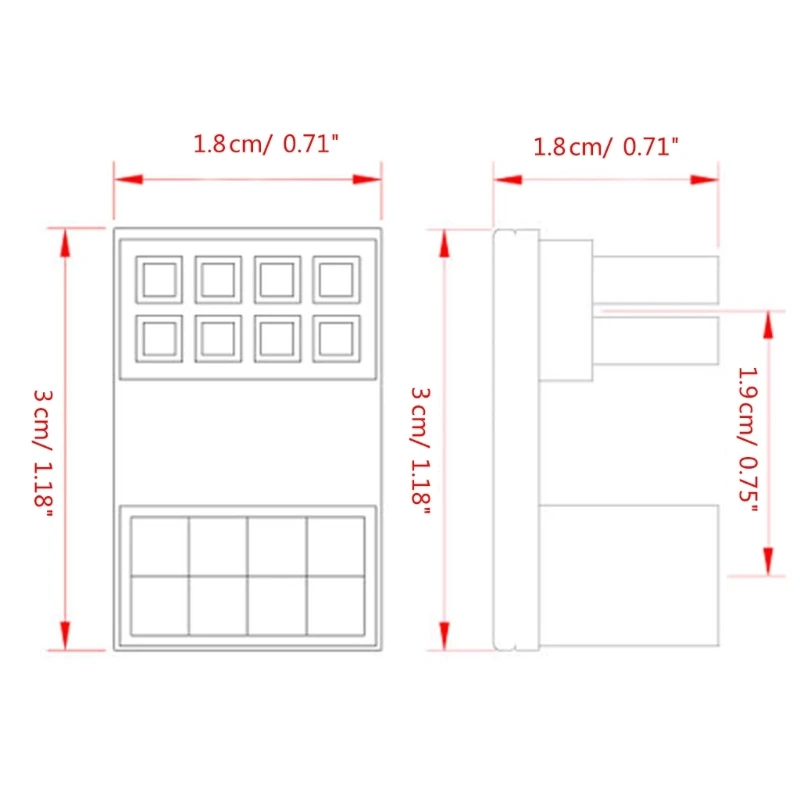 GPU PCIe 8 Pin เปิด 180 องศามุม Connector Power Adapter Board สำหรับเดสก์ท็อปกราฟิกการ์ด