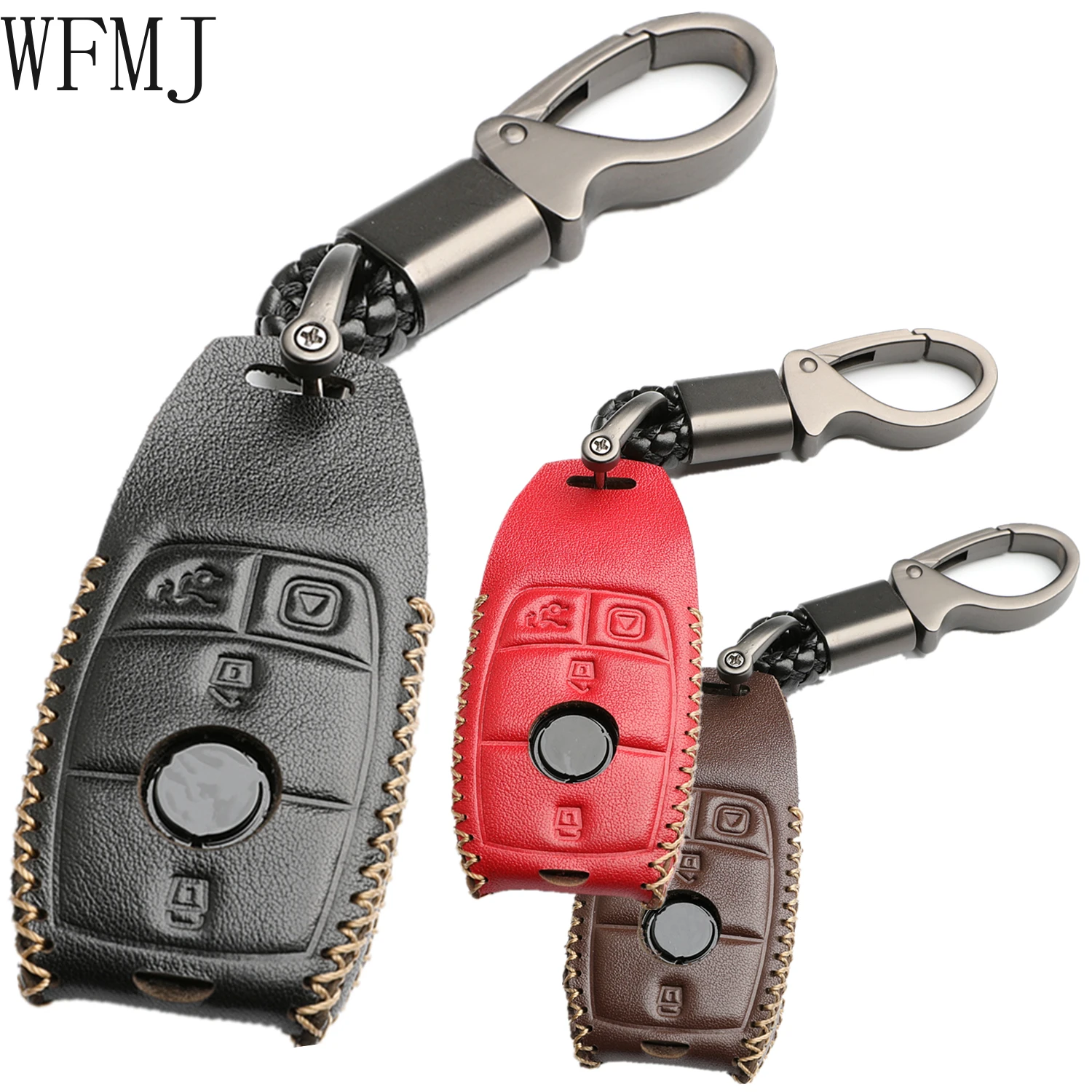 Кожаный чехол WFMJ для 2017-2021 Mercedes-Benz A C E S CLA CLS GLA GLB GLC GLE GLS G, стекло, 4 кнопки, чехол-брелок
