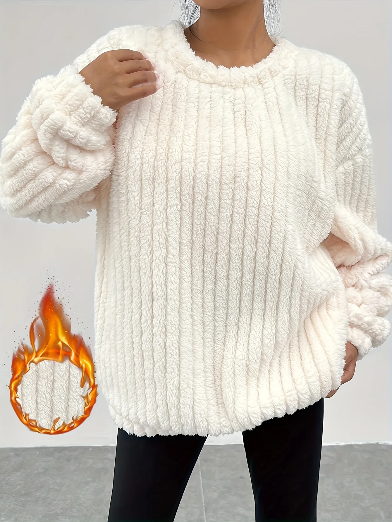 

Мягкий и нежный снежный нейлоновый полосатый свитер с круглым вырезом для женщин, осенне-зимний свободный и ленивый теплый трикотаж Pul