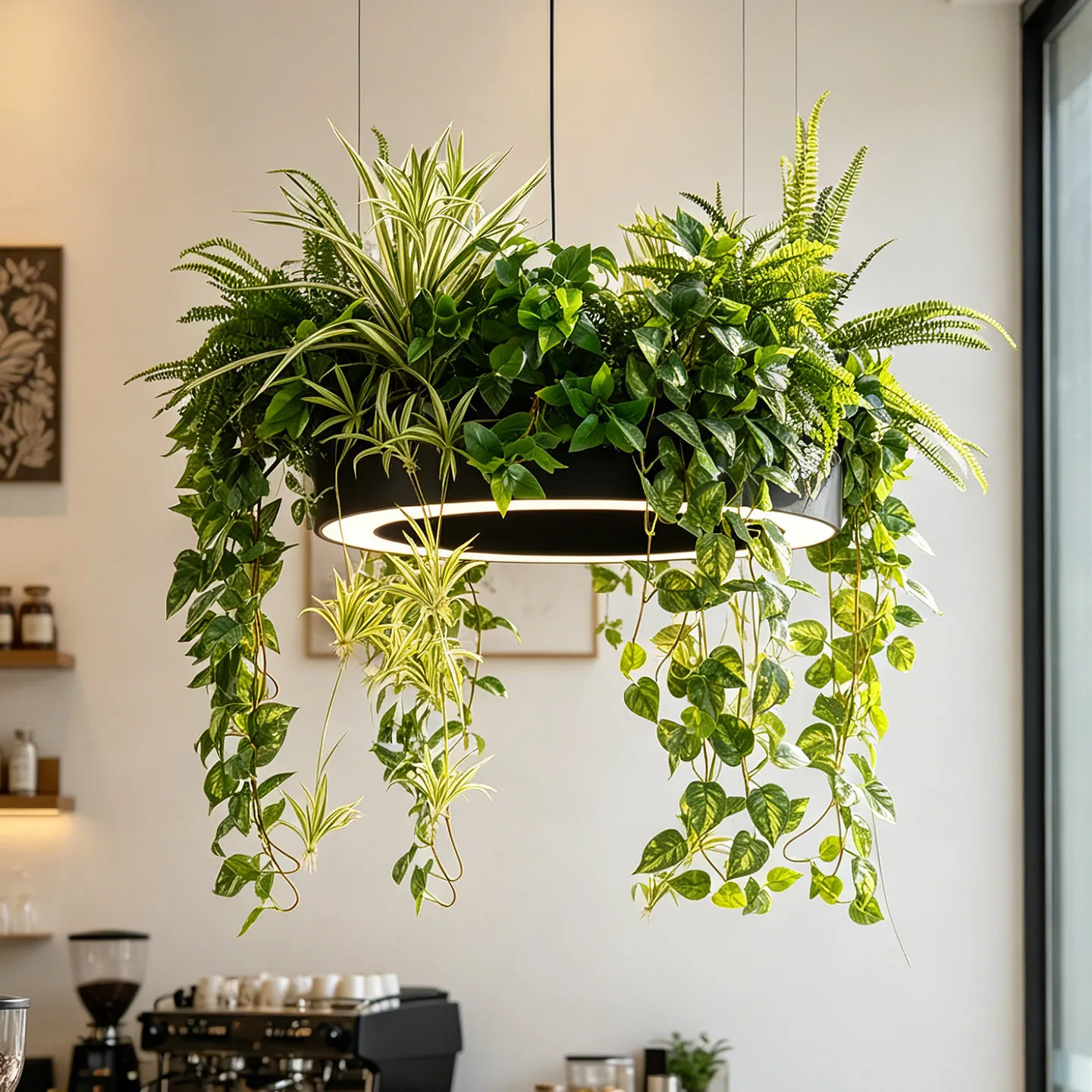 LMM industrial wind simulation green plant soft decoration hotel catering window hanging fake plant decoration