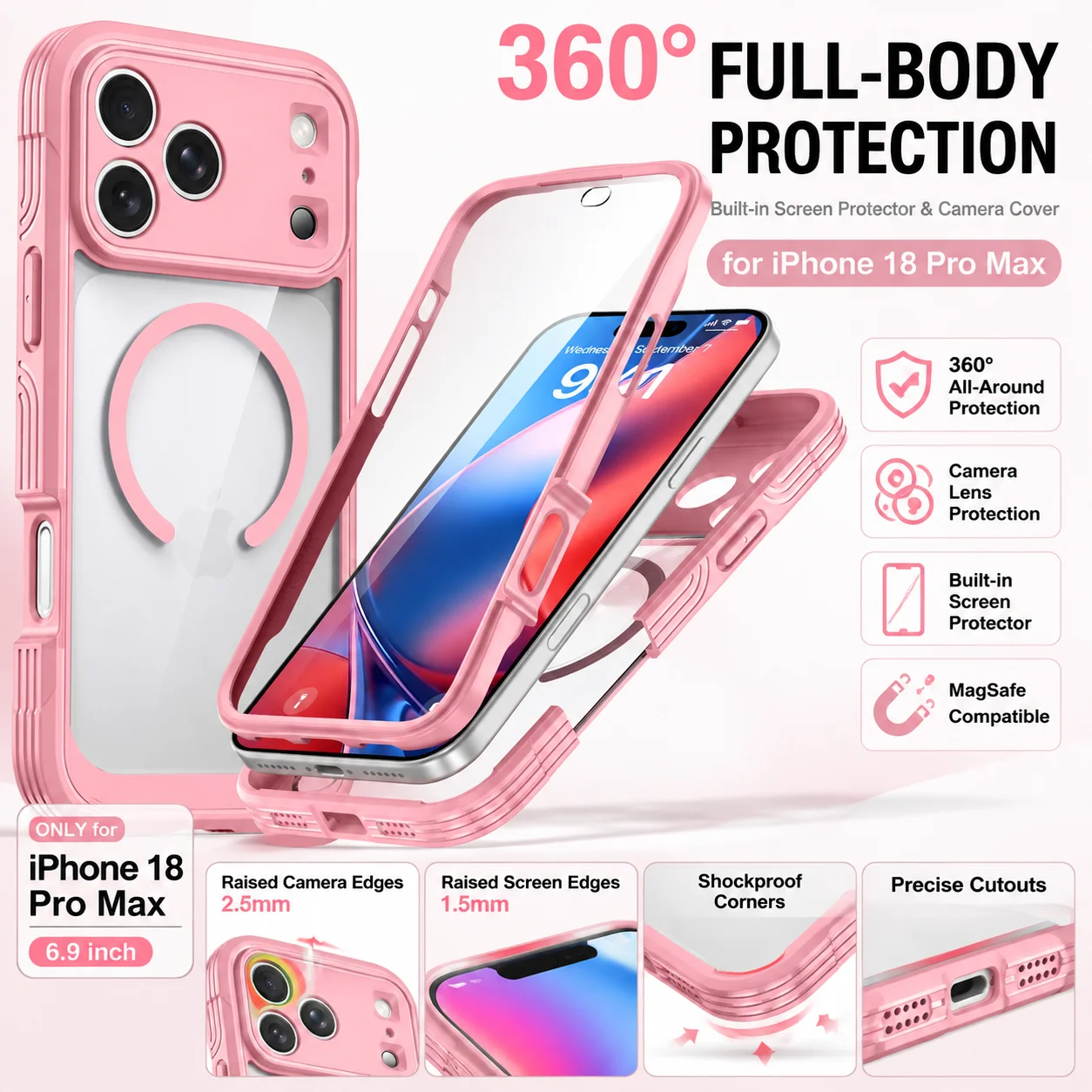 Transparente, dreifach schützende, stoßfeste Schutzhülle für iPhone 18 Pro Max iPhone 17 PRO MAX - Stoßfeste Schutzhülle – Detail 3