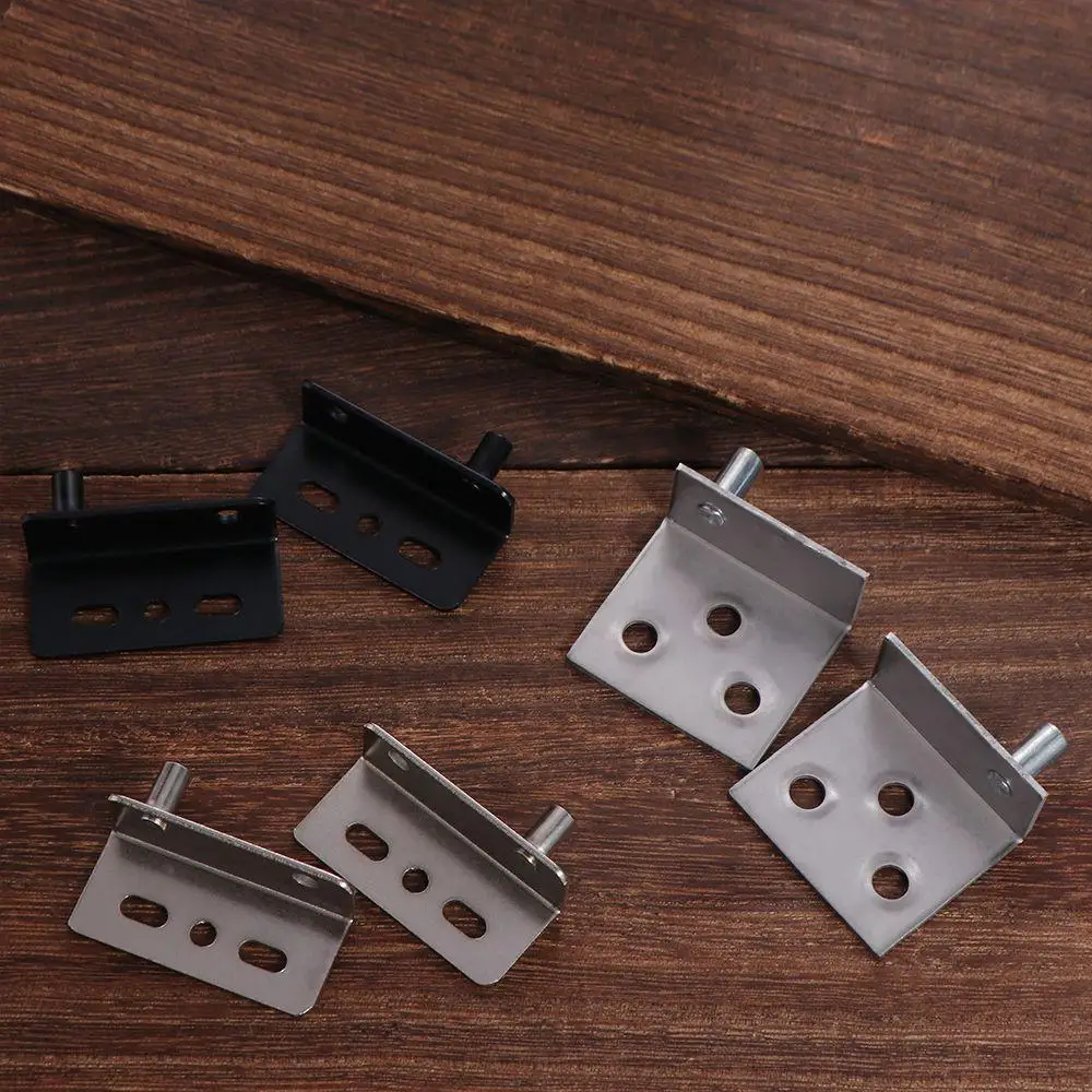 

2pcs Multifunction Pivot Hinges Black/Silver With Bushing Upper Lower Hinge Clips Stainless Steel Heavy Duty Concealed Shaft