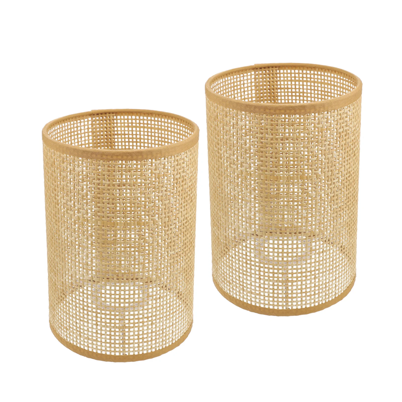 

2Pcs Rattan Woven Lampshade Hanging Lamp Shade Lightweight Ceiling Light Cover for Home Study Room Pendant Light