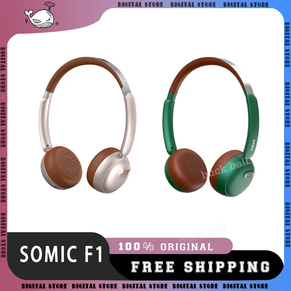 Somic F1 Wireless Bluetooth Headphone Noise Reduction Retro Maillard Fashion Headsets Lightweight Customize Game Earphones Gifts