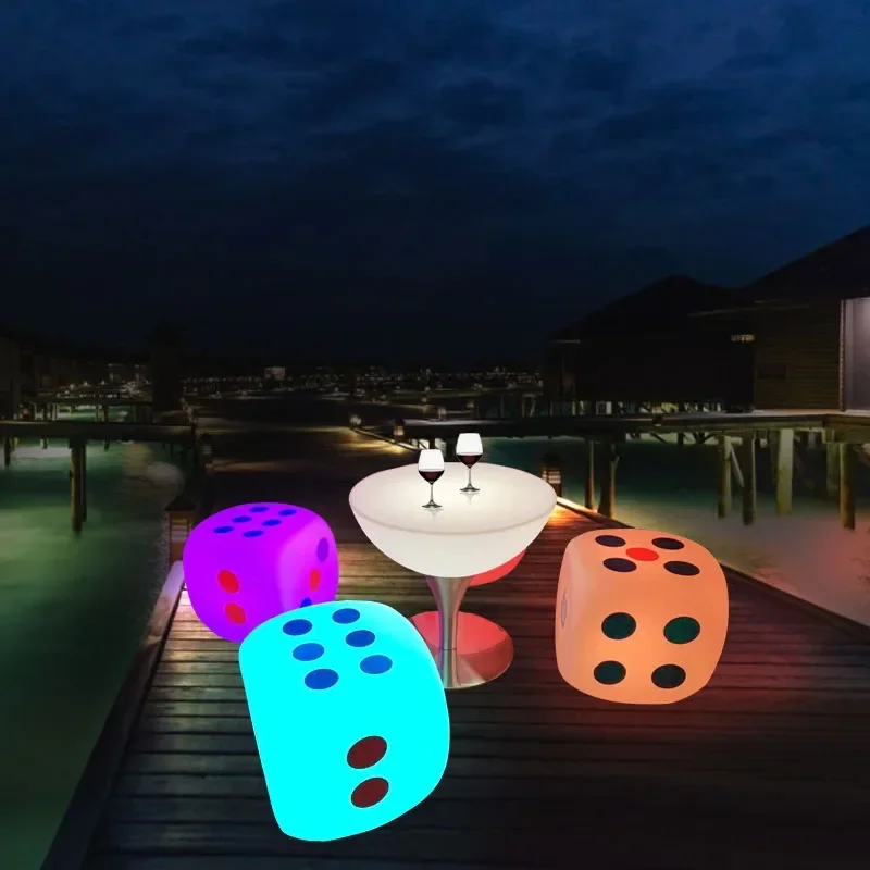 

LED Luminous Stool 40CM Seven Colors Light Dice Bar Stools Decor Living Room Cube Stool Home Indoor Outdoor Lighting Furniture