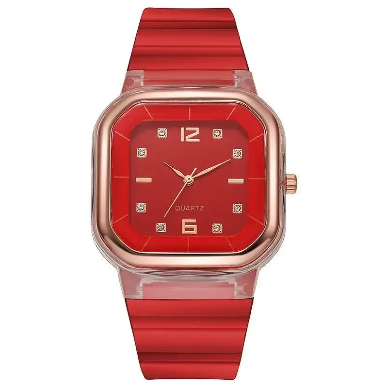 Candy สีซิลิโคนสแควร์ Quartz นาฬิกาผู้หญิงที่เรียบง่ายกีฬา Jam Tangan Digital หญิงนาฬิกาแฟชั่นผู้ชาย