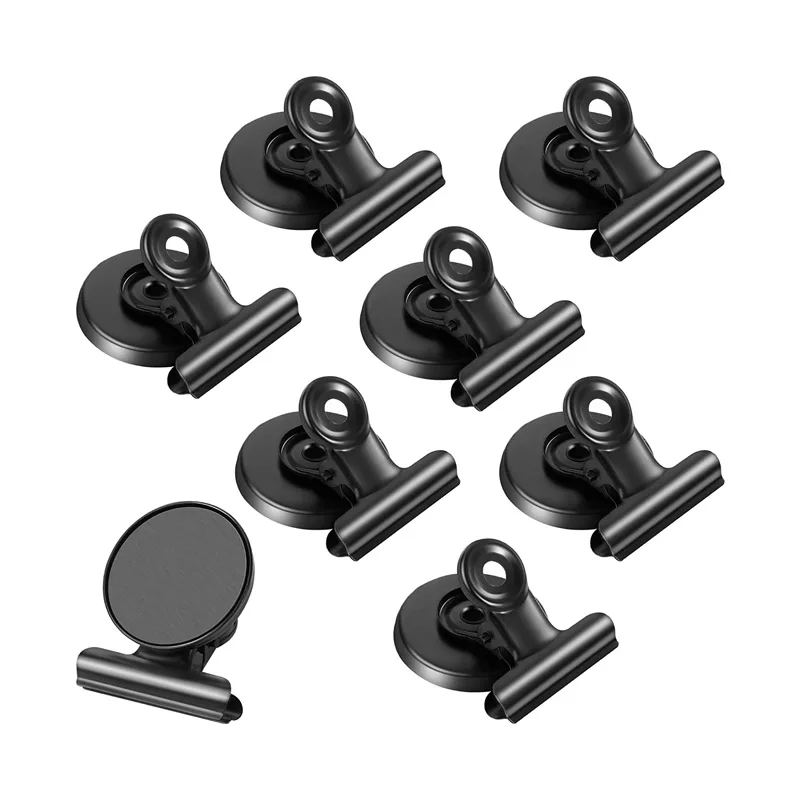 

8pc Strong Neodymium Magnet Magnetic Clips Black Heavy Duty Fridge Magnet Clips for Home Photo Displays Whiteboard Magnetic Clip