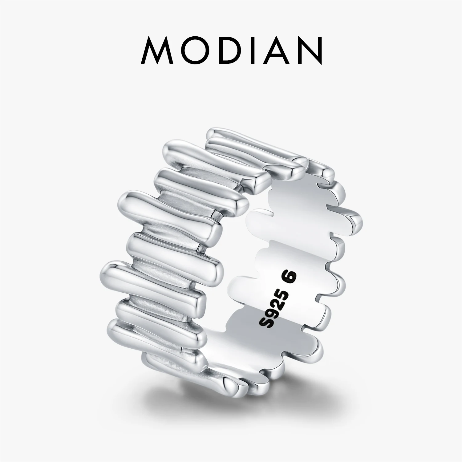 

MODIAN Irregular Design Rings 925 Sterling Silver Exquisite Wide Finger Rings For Women Girls Party Fine Jewelry