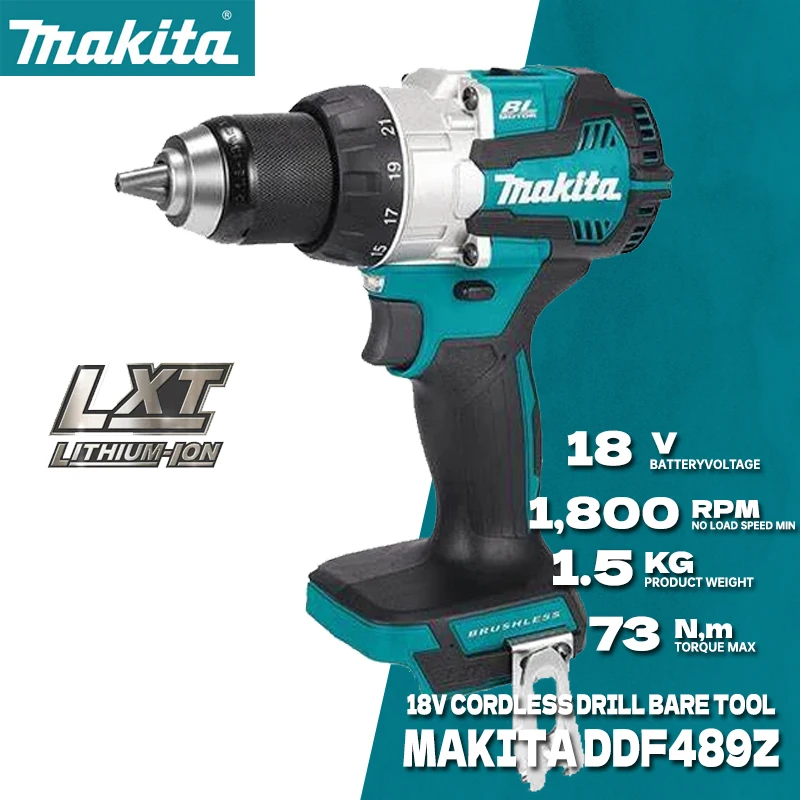 MAKITA DDF489Z Compact Cordless Drill Driver 18V LXT 73N.m Brushless Motor Power Tools DDF489 For Makita Electric Tools