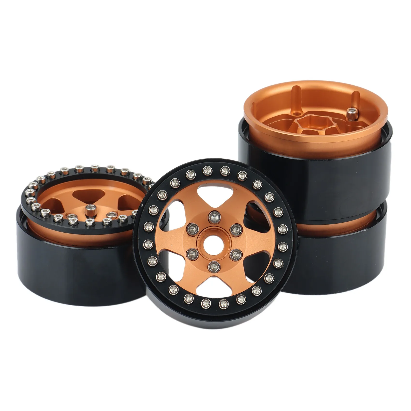 4PCS Metal 6 Spokes 1.9 Beadlock Wheel Hub Rim for 1/10 RC Crawler Axial SCX10 90046 AXI03007 Traxxas TRX4 RC4WD D90,7