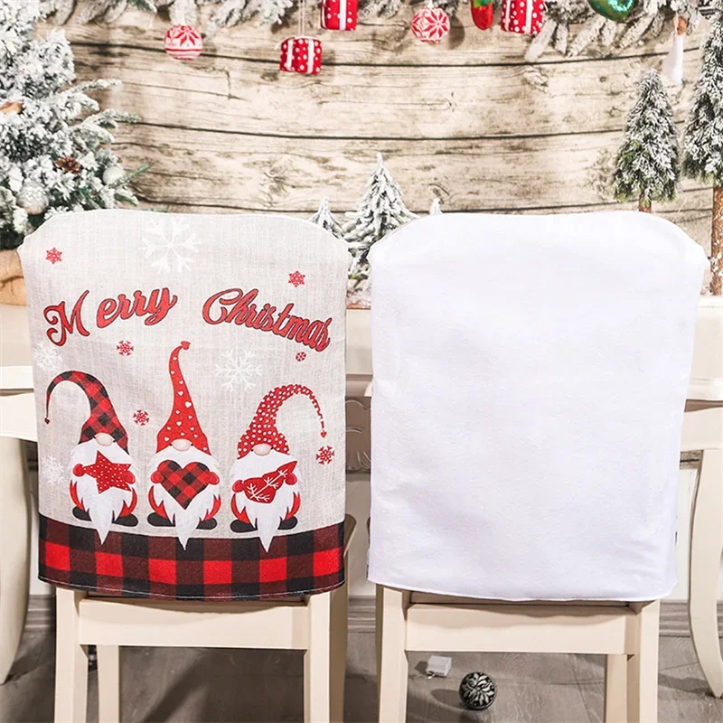 Chair Cover Christmas Cartoon Patterns Print Seat Cover Slipcover Dust Cap for Chair Black White/Red Black