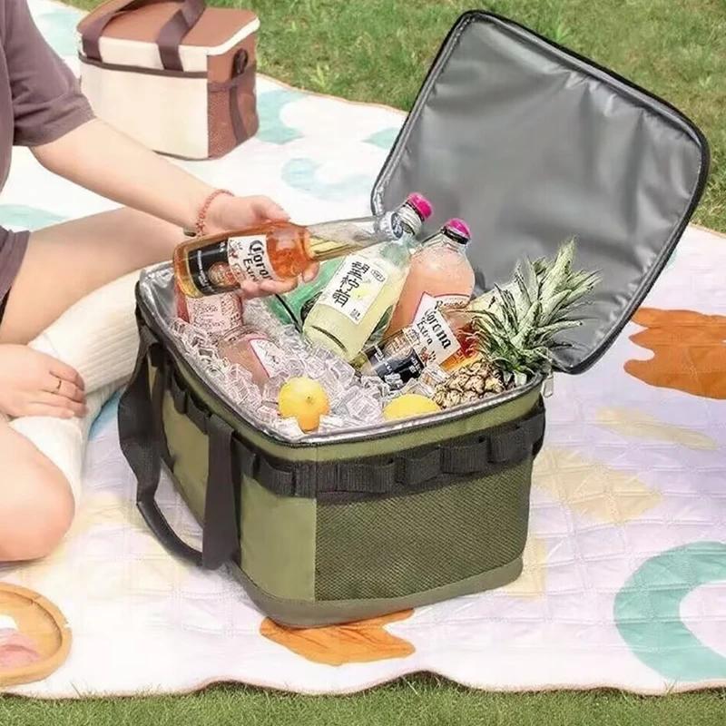

23L Thermal Food Carrier Bag for Insulated Cooler Tote with Zipper Portable Leakproof Picnic Bag for Camping Beach Household