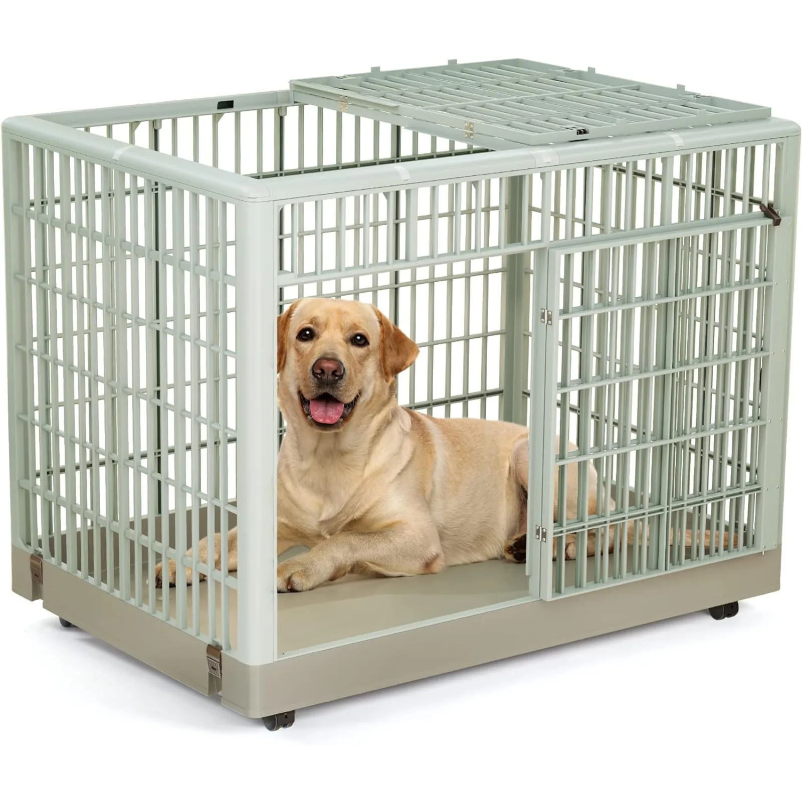 

US 38 Inches Large Dog Crate Kennel Cage for Medium Large Dogs Indoor Outdoor Sturdy ABS Plastic Pet Dog Cage with Lockable