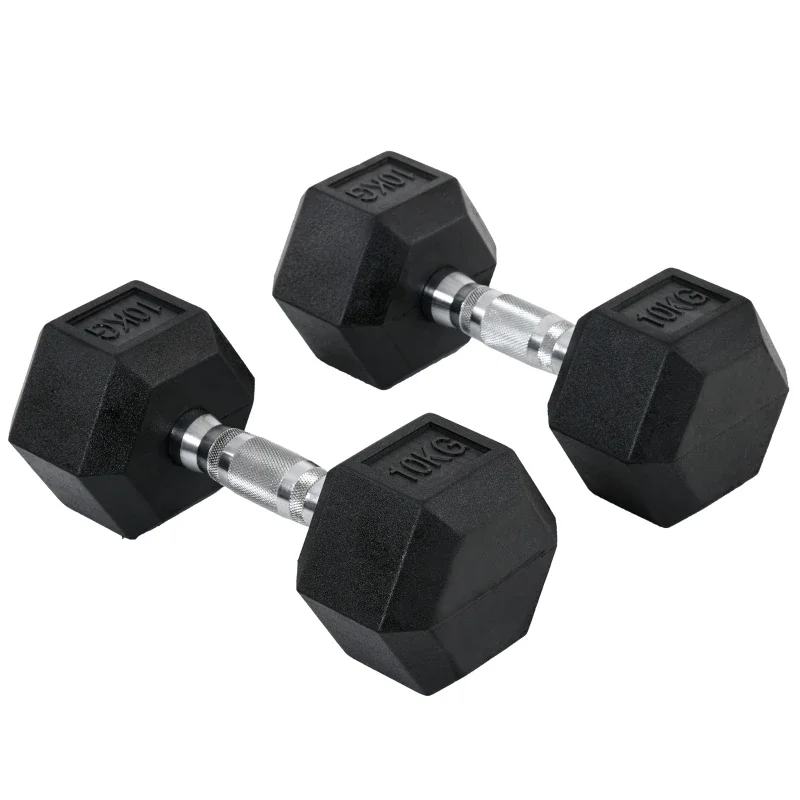2x10kg Hex Dumbbells Set Rubber Dumbbells Weight Lifting Equipment Fitness Home Gym，Versatile fitness tool