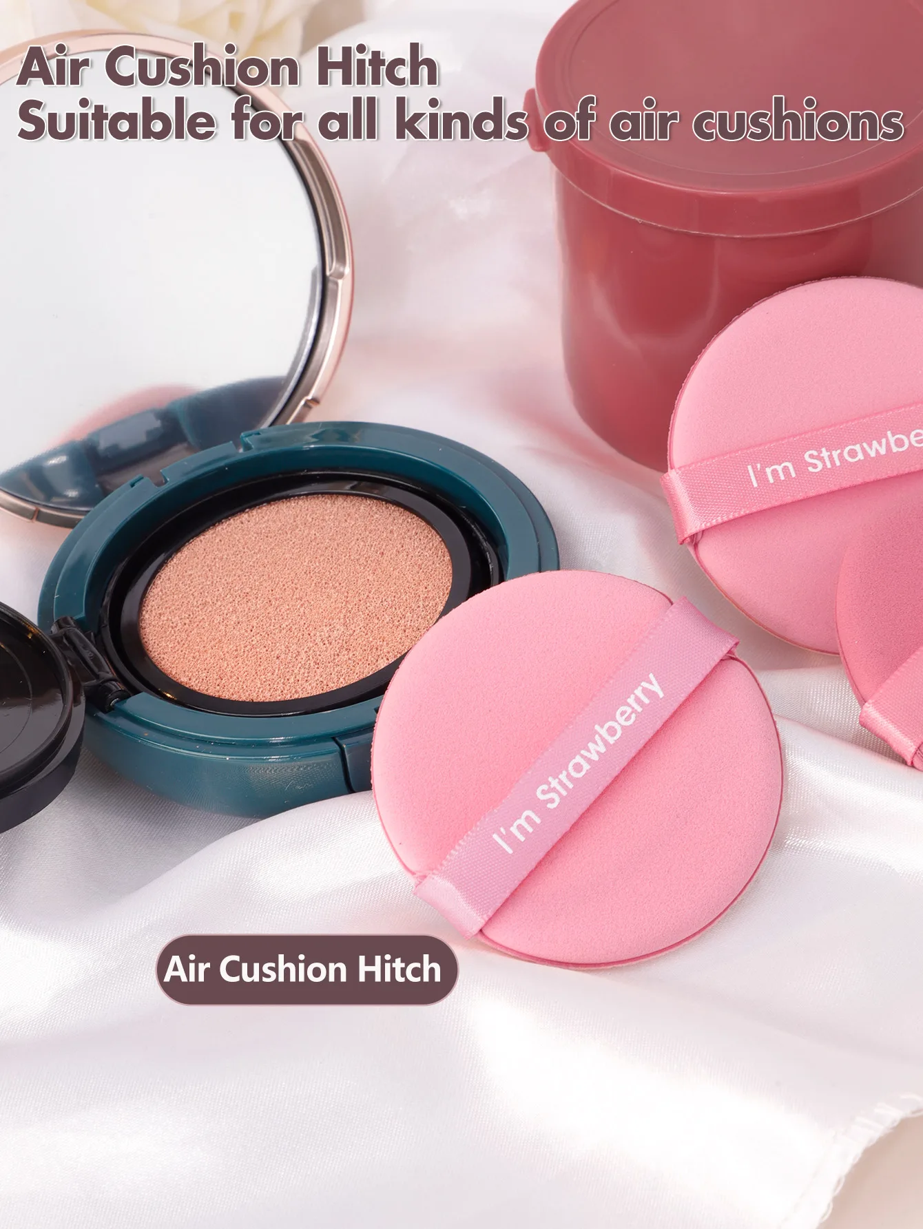 مجموعة وسادة هوائية واحدة مع نفخة مسحوق علبة، علبة مكونة من 7 عبوات لا تأكل مسحوق أدوات تجميل مريحة للتخزين