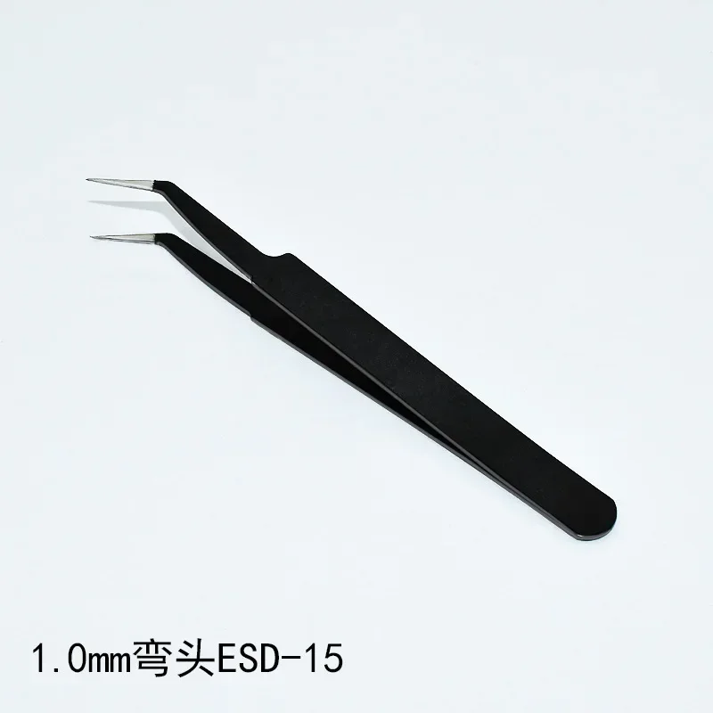 ESD Anti-Static Stainless Steel Tweezers Precision Maintenance Industrial Repair Curved Tool Home Working Model Making Hand Tool