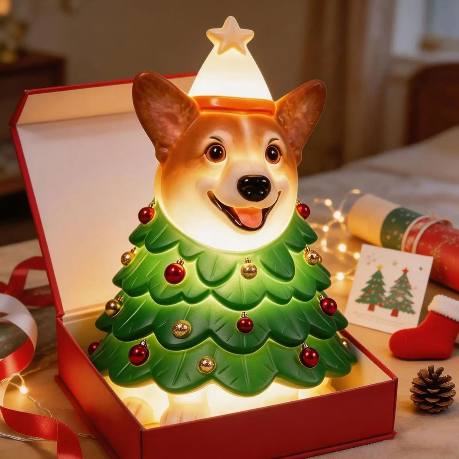Dog Figurine Festive Themed Table Decorations Ornaments With Warm Light Christmas Figurines For Home Indoor Outdoor Desk Office