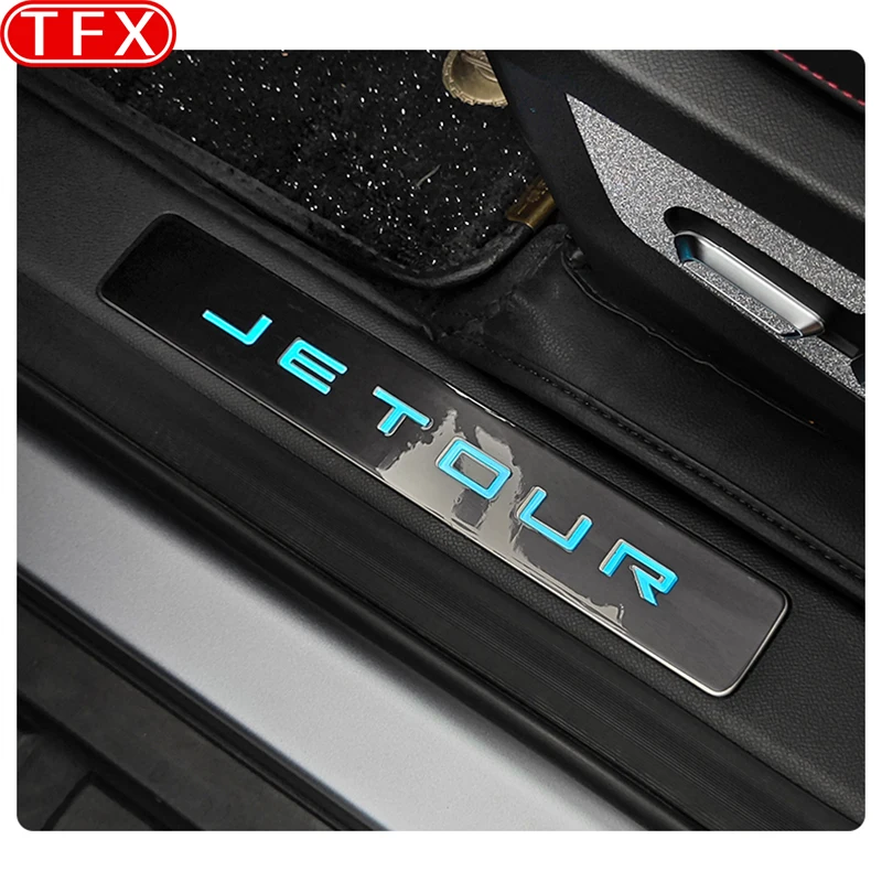 Tira de umbral de estilo de coche para Chery Jetour T2 2024 2023, película protectora de TPU, Pedal de bienvenida, película antiarañazos, accesorios