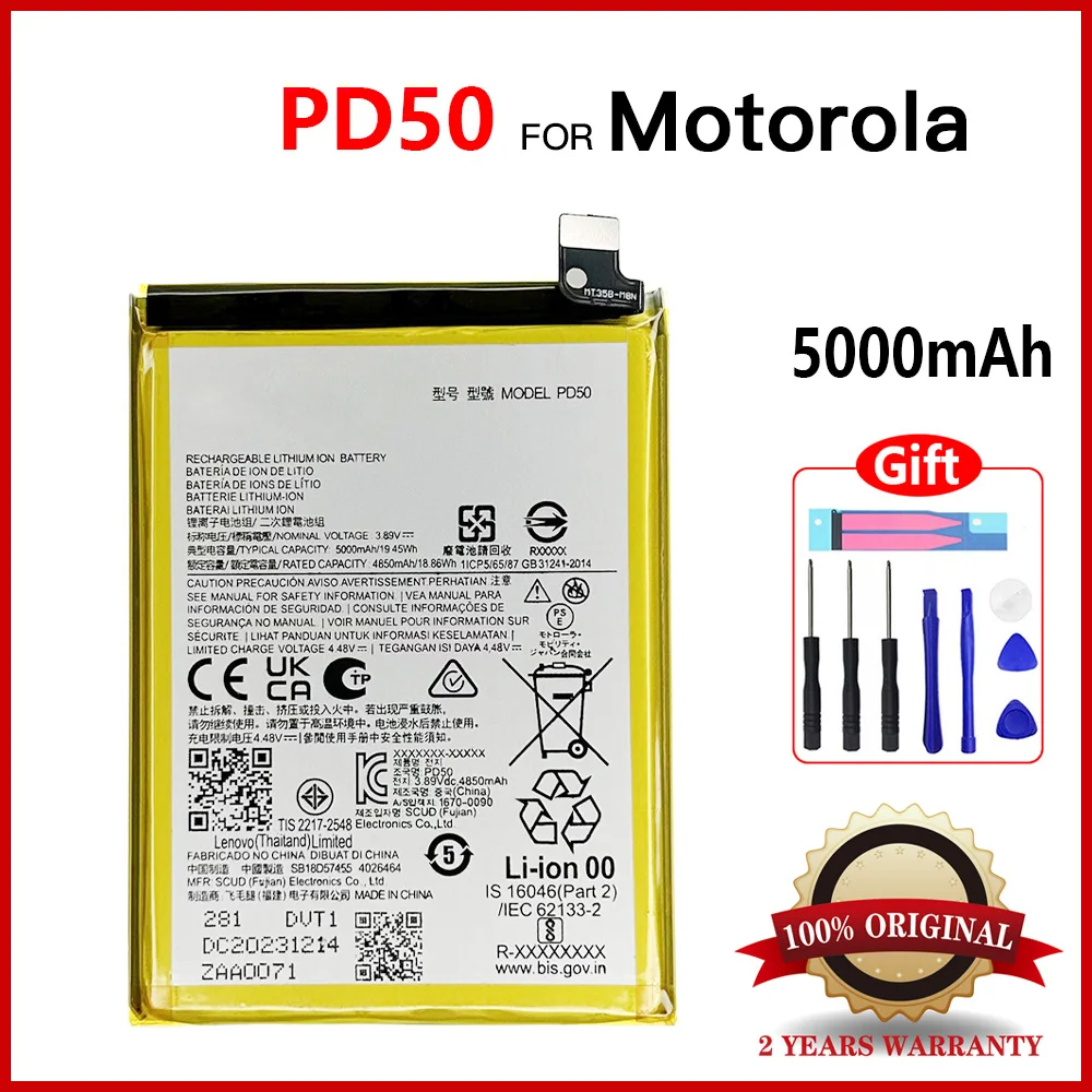 

Genuine New Replacement Battery 5000mAh PD50 Battery For Motorola PD50 Mobile Phone Batteries Batteria +Tools