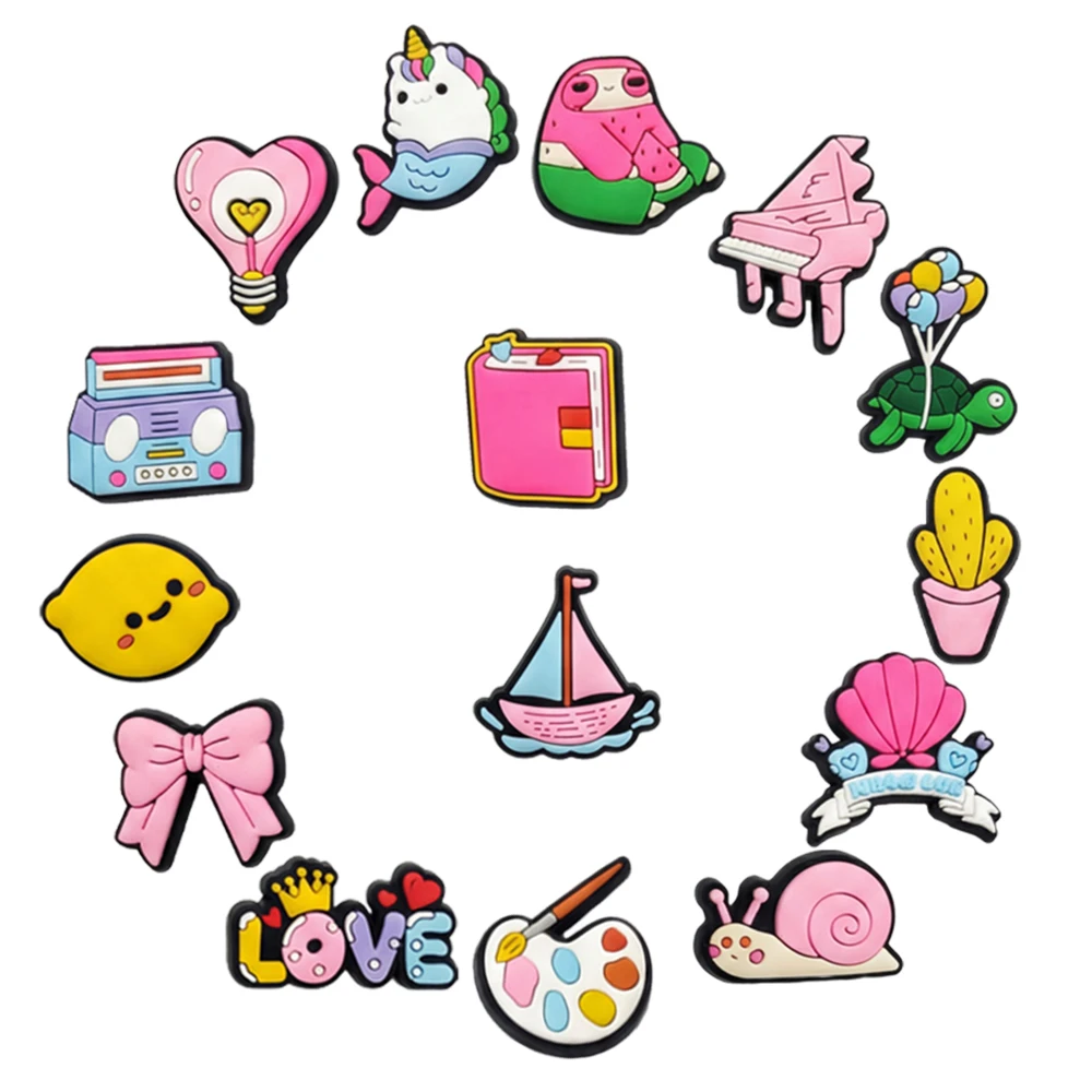 15pcs Sweet Adorable Shoe Charms Cartoon ​for Shoe Charms Accessories for DIY  Classic Clog Shoe Decoration Kids Gifts