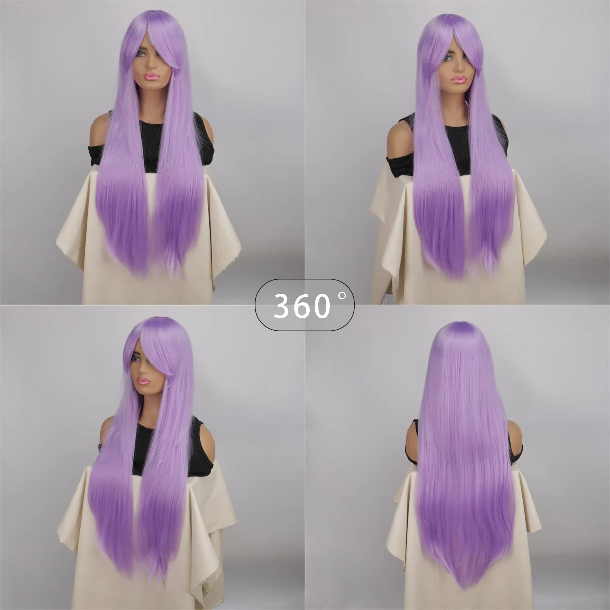 

Длинный прямой парик 80 см для косплея в стиле аниме, светло-фиолетовый, женский, для вечеринок, термостойкий, из синтетических волос, для костюмов