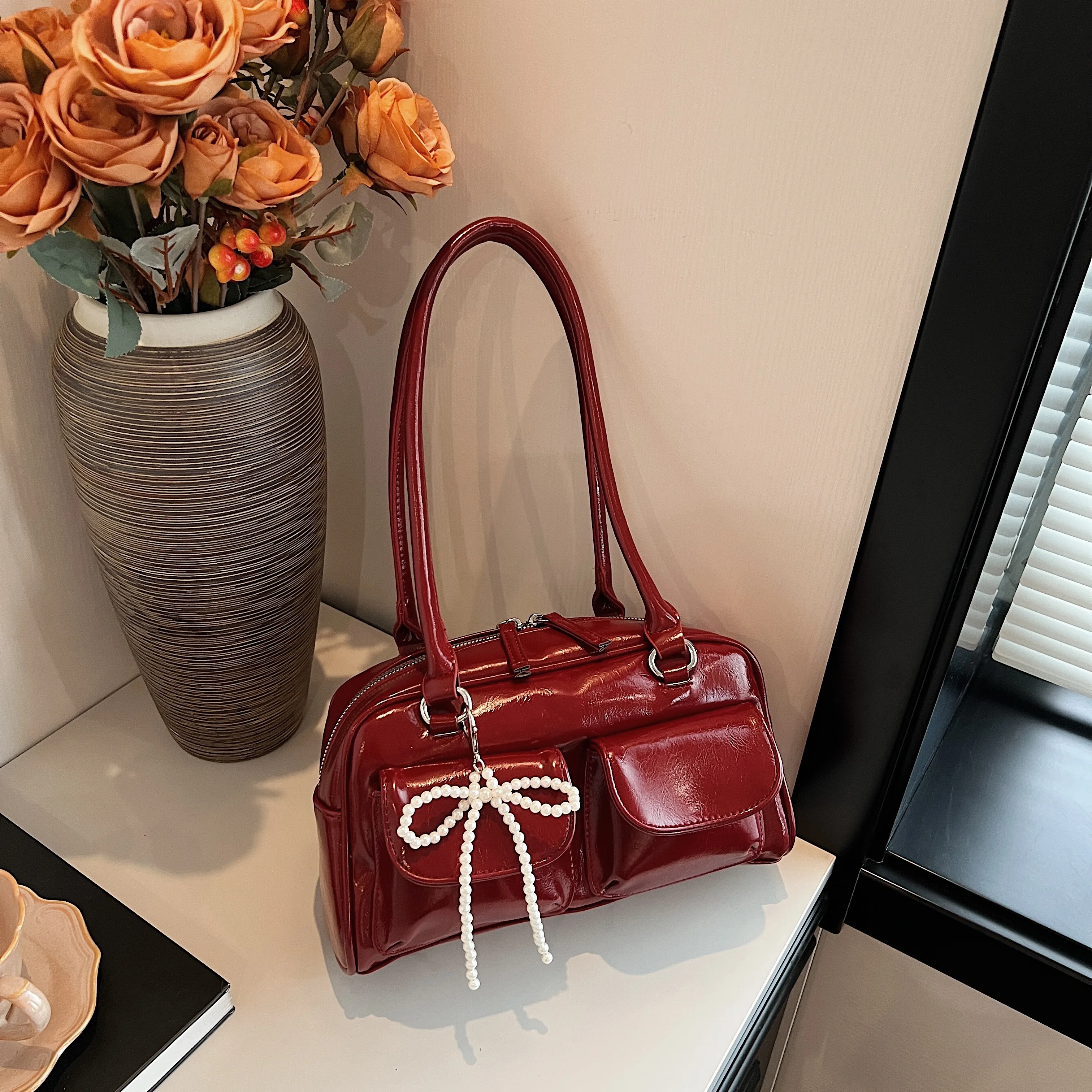 

Fashionable Underarm Bow Bag for Women 2024 Korean Edition New Simple Leisure Pillow Bag Trendy Versatile Shoulder Bag