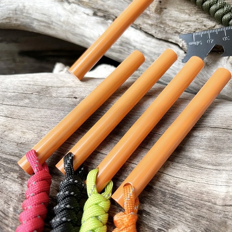 Orange Magnesium Fire Rod with Scraper,Flint Fire Starter, Waterproof Fire Making Tool, Wilderness Survival Gear Camping Picnic