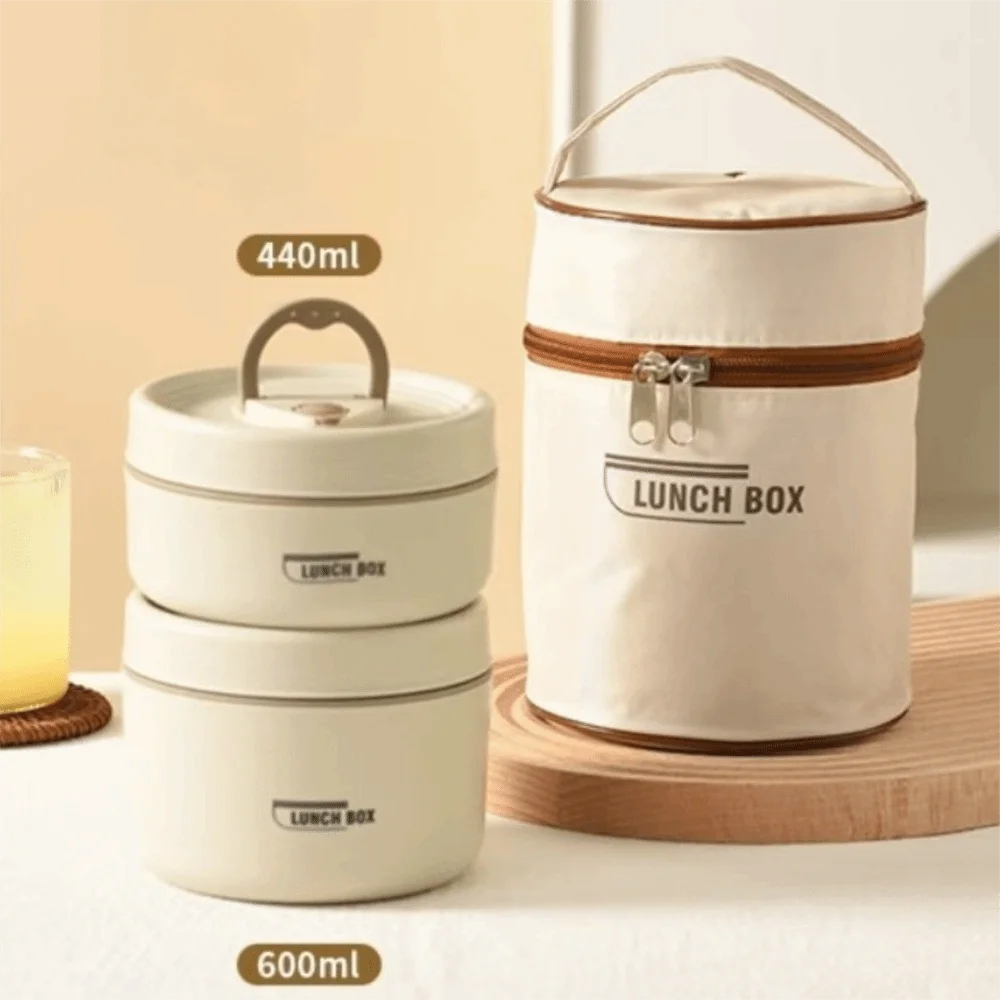 Durable 2-Tier Stackable Insulated Lunch Box 304 Stainless Steel 1040ml Stackable Bento Box Portable Lunch Container For Travel