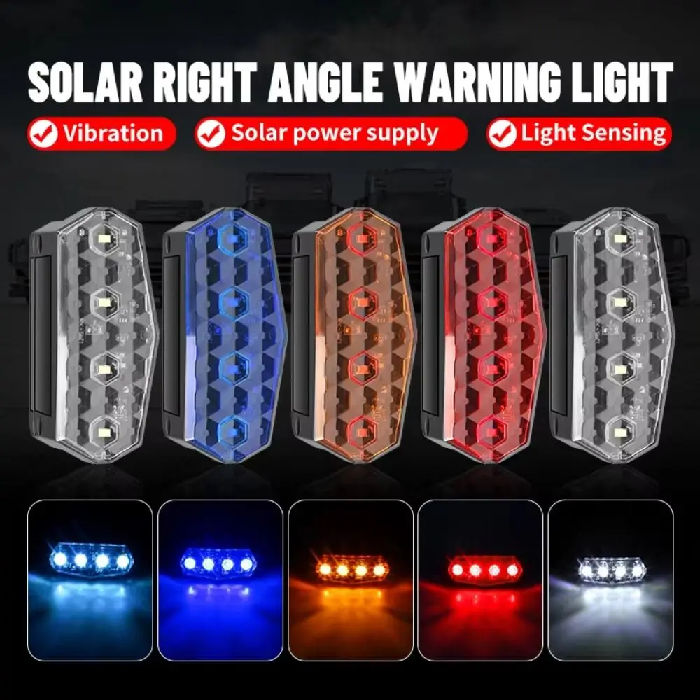 

4Pcs Shake To Bright Solar Right-angle Warning Lights Solar Powered High Brightness Solar Vehicle Strobe Light Flashing Mode